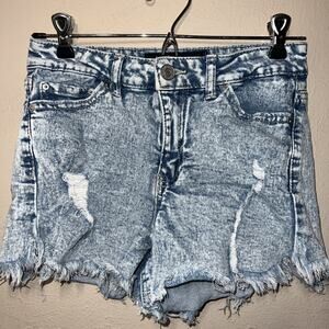 Indigo Rein Shorts Womens 1/24 Cut-Offs Distressed Stone Wash Denim 26 Waist